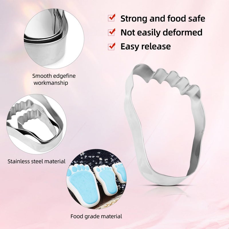 SK Foot Cookie Cutter for Baby Girl Boy Shower, Footprint, Party Favors Set of 3 (Foot)-3.75" - Image 3